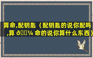 算命,配钥匙（配钥匙的说你配吗,算 🌼 命的说你算什么东西）